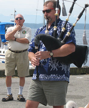 While on a road trip with the Kalamalka Highlanders to the Powell River Sea Fair in 2008 - My dad watches, proudly
